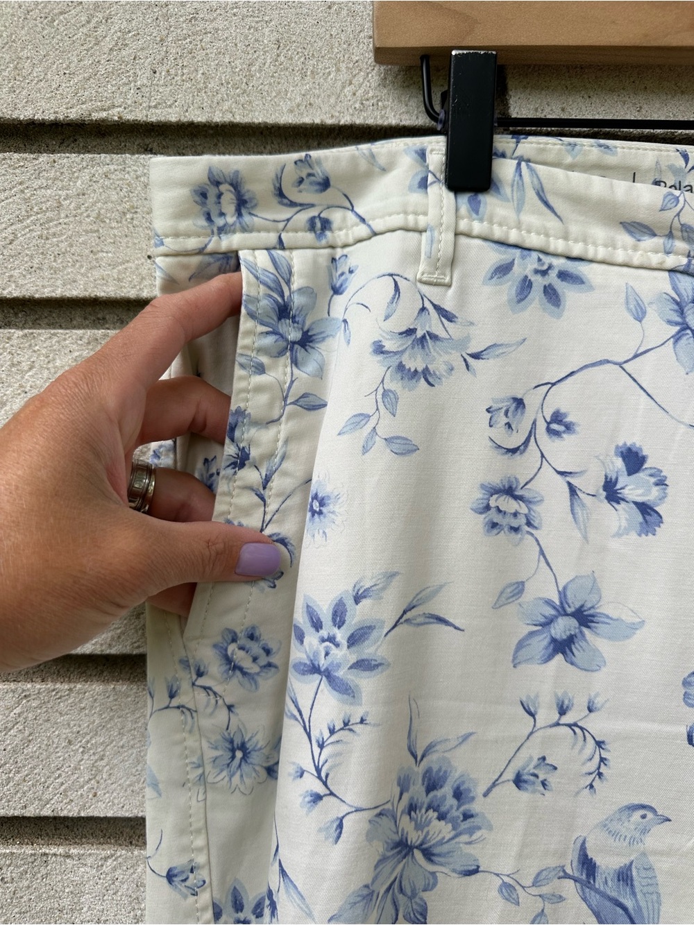 Talbots Blue Toile Floral Relaxed Chino Ankle Pants Cottagecore 16W Coastal - Picture 5 of 12